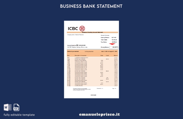 stile verificato Modello di estratto conto per il controllo delle attività banca